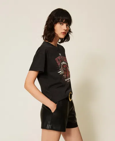 Actitude By Twinset T-shirt Regular Avec Imprimé In Noir