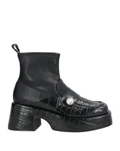 Actitude By Twinset Woman Ankle Boots Black Size 7 Leather