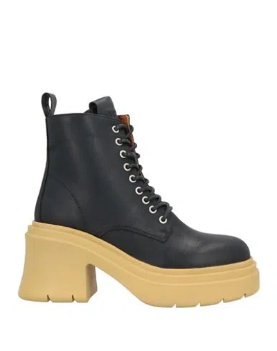 Actitude By Twinset Woman Ankle Boots Black Size 7 Leather