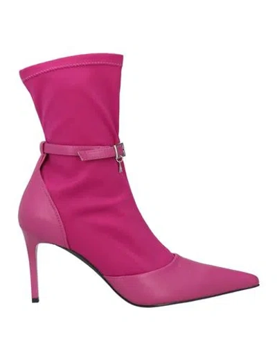 Actitude By Twinset Woman Ankle Boots Fuchsia Size 7 Textile Fibers, Synthetisches Material In Pink
