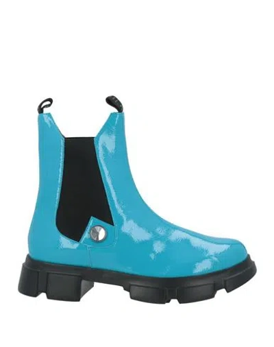 Actitude By Twinset Woman Ankle Boots Turquoise Size 7 Textile Fibers In Blue