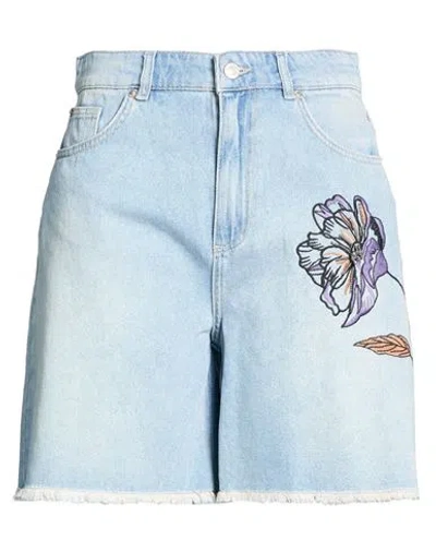 Actitude By Twinset Woman Denim Shorts Blue Size 27 Cotton