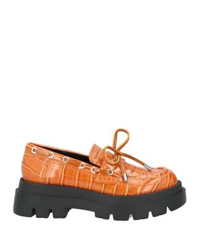 Actitude By Twinset Woman Loafers Orange Size 7 Leather
