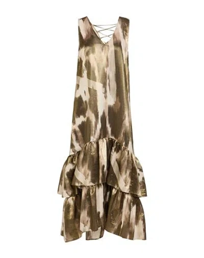 Actitude By Twinset Woman Maxi Dress Gold Size M Cotton, Polyester In Green