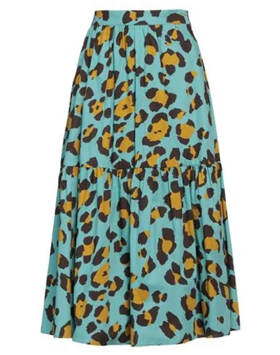Actitude By Twinset Woman Midi Skirt Turquoise Size L Cotton In Blue
