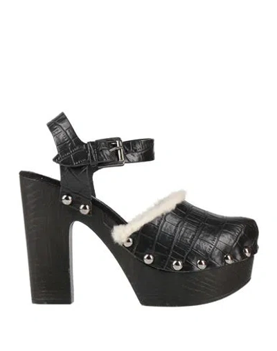 Actitude By Twinset Woman Mules & Clogs Black Size 7 Leather