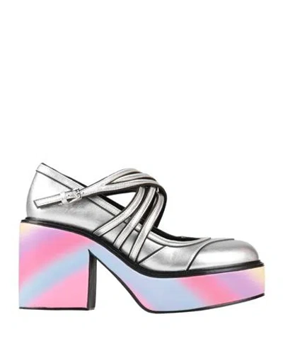 Actitude By Twinset Woman Pumps Silver Size 7 Textile Fibers