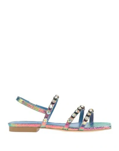 Actitude By Twinset Woman Sandals Azure Size 7 Synthetisches Material In Multi