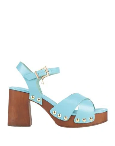 Actitude By Twinset Woman Sandals Light Blue Size 7 Leather
