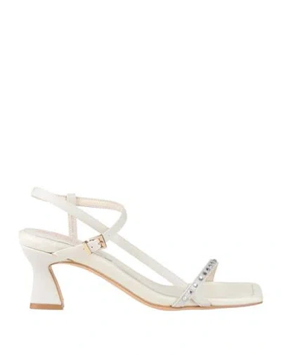 Actitude By Twinset Woman Sandals Off White Size 6 Textile Fibers