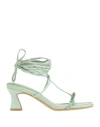 Actitude By Twinset Woman Thong Sandal Light Green Size 7 Leather In Green