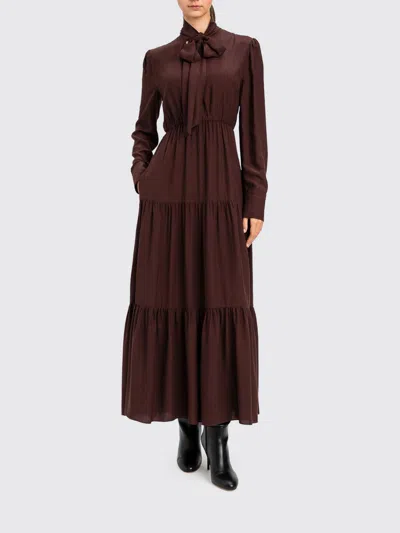 Actitude Twinset Dress Woman Color Brown In Animal Print