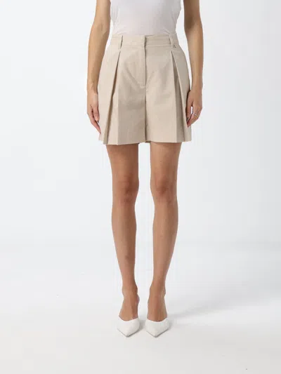 Actitude Twinset High-waisted Shorts In A Linen And Cotton Blend In Neutral