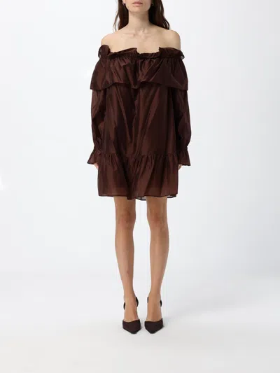 Actitude Twinset クレープ ミニドレス In Brown