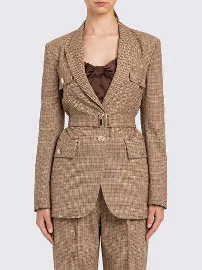 Actitude Twinset Single-breasted Viscose Blend Blazer In Brown