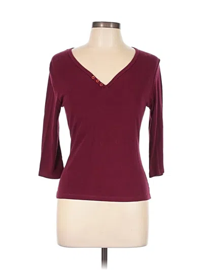 Pre-owned Active 3/4 Sleeve T-shirt In Burgundy