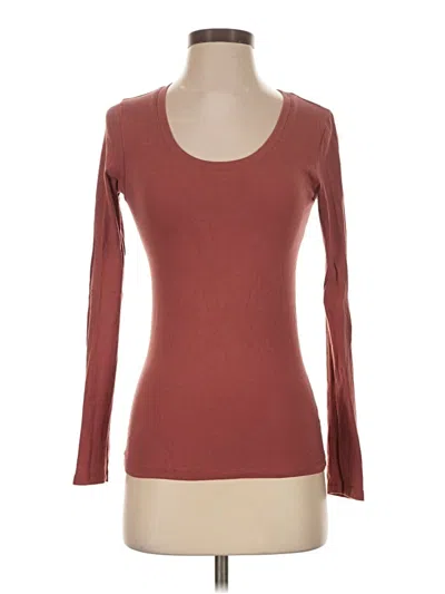 Pre-owned Active Basic 3/4 Sleeve T-shirt In Brown