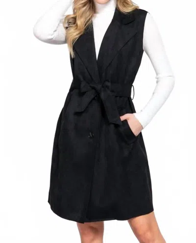 Active Basic Belted Faux Suede Vest Dress In Black