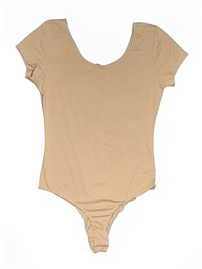 Pre-owned Active Basic Bodysuit In Tan