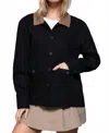 Active Basic Corduroy Collar Twill Work Jacket In Black In Black