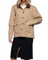 Active Basic Corduroy Collar Twill Work Jacket In Khaki In Nude