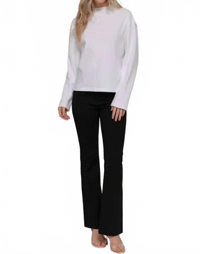 Active Basic Frontier Brushed Rib Mock Neck Western Top In White