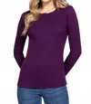 Active Basic Henley Long Sleeve Thermal Jersey Top In Purple
