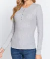 Active Basic Henley Thermal In Grey In Grey