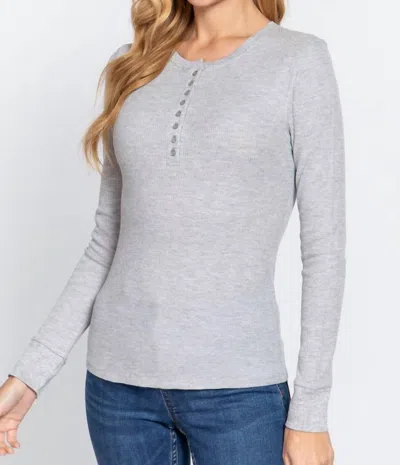 Active Basic Henley Thermal In Grey