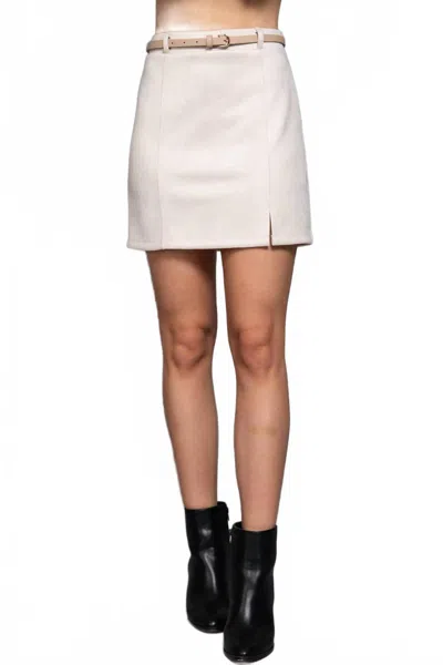 Active Basic Ivy Belted Faux Suede Mini Skirt In Ecru In Neutral
