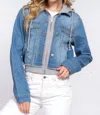 Active Basic Kaitlin Hoodie Contrast Denim Jacket In Blue