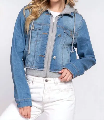 Active Basic Kaitlin Hoodie Contrast Denim Jacket In Blue