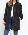 Active Basic Long Line Bomber Jacket In Black In Black