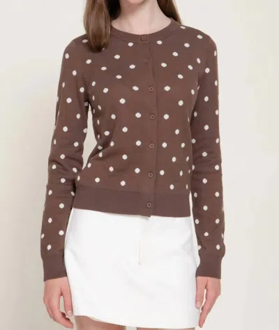 Active Basic Long Sleeve Button Down Cardigan In Brown/ivory In Multi
