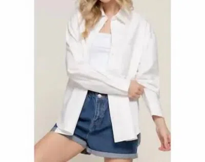 Active Basic Long Sleeve Loose Fit Brushed Twill Shirt In White