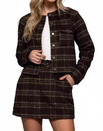 Active Basic Long Sleeve Plaid Jacket In Brown