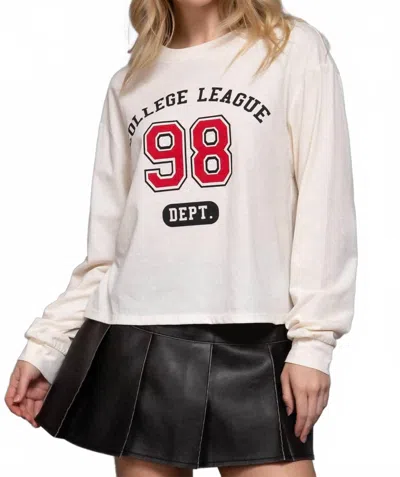 Active Basic Long Sleeve Printed Detail Top In Buttercream In Beige