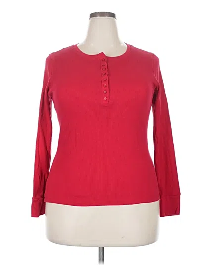 Pre-owned Active Basic Long Sleeve Top Red Crew Neck Tops