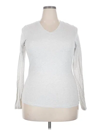 Pre-owned Active Basic Long Sleeve Top Silver V-neck Tops