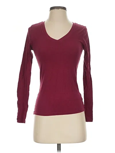 Pre-owned Active Basic Long Sleeve T-shirt In Burgundy