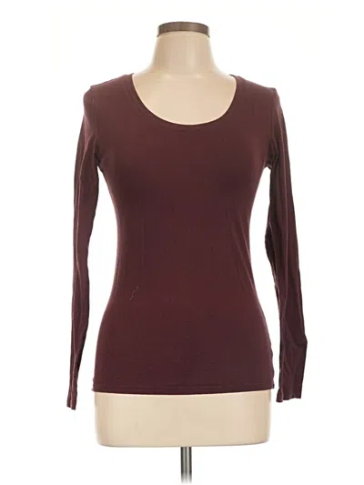 Pre-owned Active Basic Long Sleeve T-shirt In Burgundy