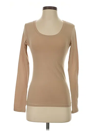 Pre-owned Active Basic Long Sleeve T-shirt In Tan