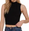 Active Basic Mock Neck Brushed Tank Top In Black In Black