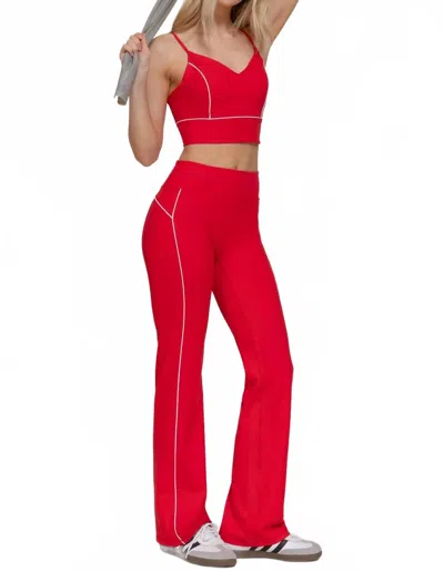 Active Basic Piping Workout Pants In Red