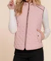 Active Basic Quilted Ribbed Side Detail Vest In Blush Pink In Pink