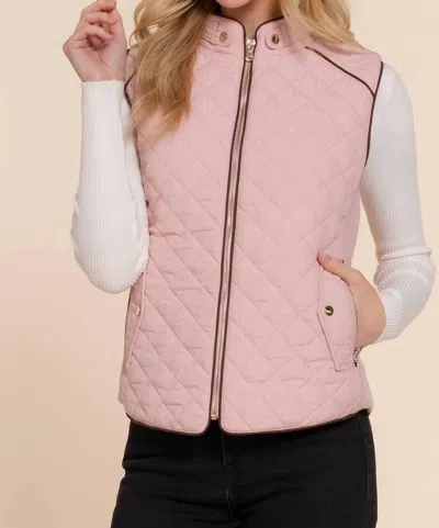 Active Basic Quilted Ribbed Side Detail Vest In Blush Pink