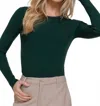 Active Basic Ribbed Knit Long Sleeve Top In Green In Green