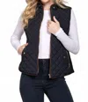 Active Basic Ribbed Quilted Padding Vest In Black In Black