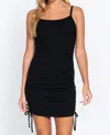 Active Basic Ruched Cami Dress In Black In Black