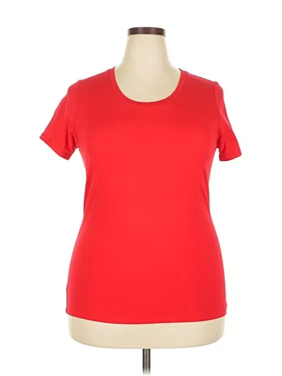 Pre-owned Active Basic Short Sleeve Top Red Scoop Neck Tops